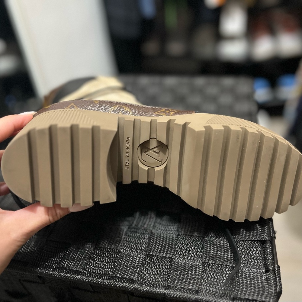 Louis Vuitton Brown Monogram & Suede Lace-Up Boot - Picture 2 of 3